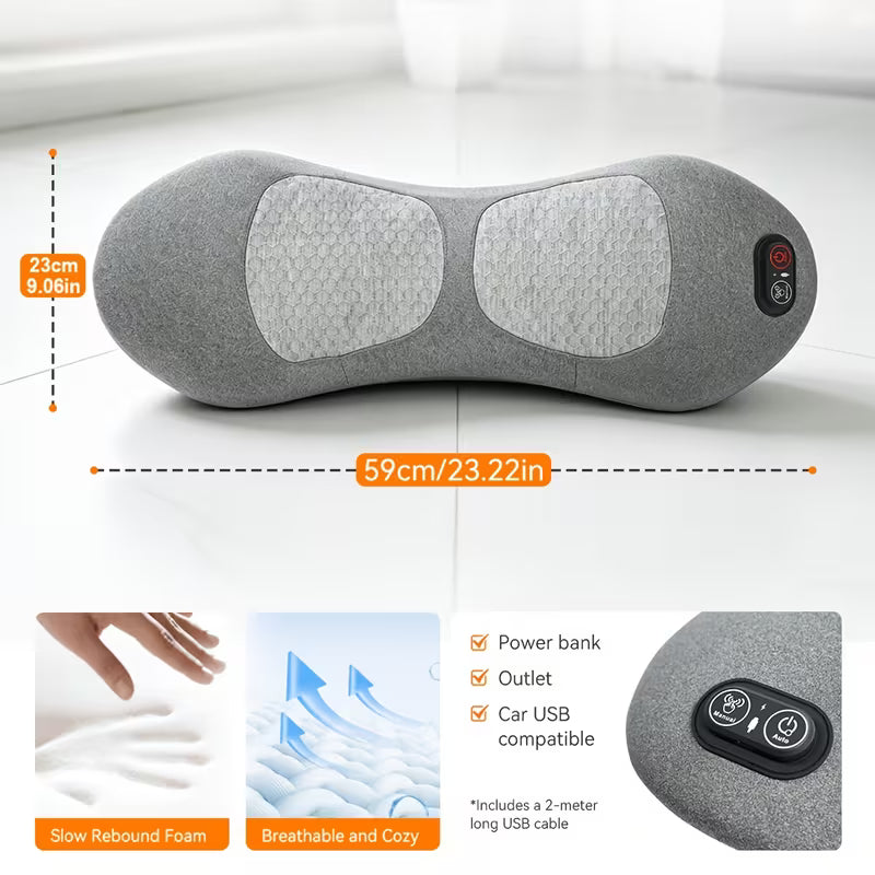 3-in-1 Lumbar Support Pillow with Air Pressure Traction Function, Suitable for Office Chairs and Sofas as a Back Massager, Combining Heating, Vibration, and Air Compression Features, Smooth Spine Triple-Fusion Back Massager, Ideal as a Birthday Gift