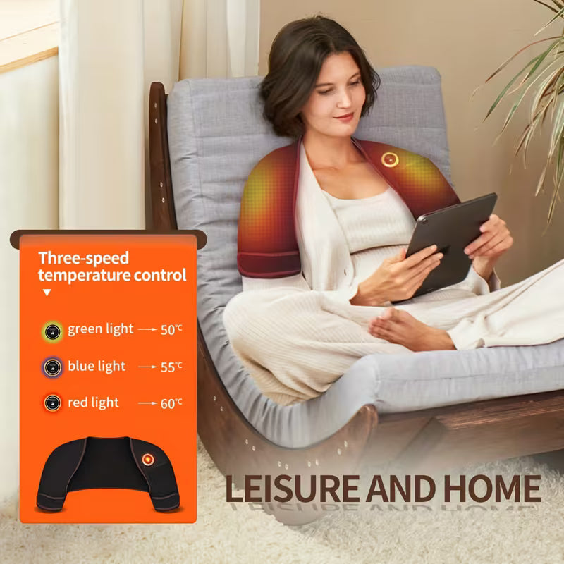 1pc Dual Shoulder Heating Massager - USB Powered, 3 Temperature Settings, Smart Temperature Control, Perfect Valentine'S Day Gift for Friends, Suitable for Home, Driving, Office Use, Unisex (Non-Wireless)