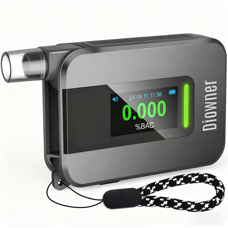 Smart Voice Alcohol Tester - USB Rechargeable Breathalyzer with Voice Broadcast And 10 Mouthpieces, Portable Design for Personal Safety Testing