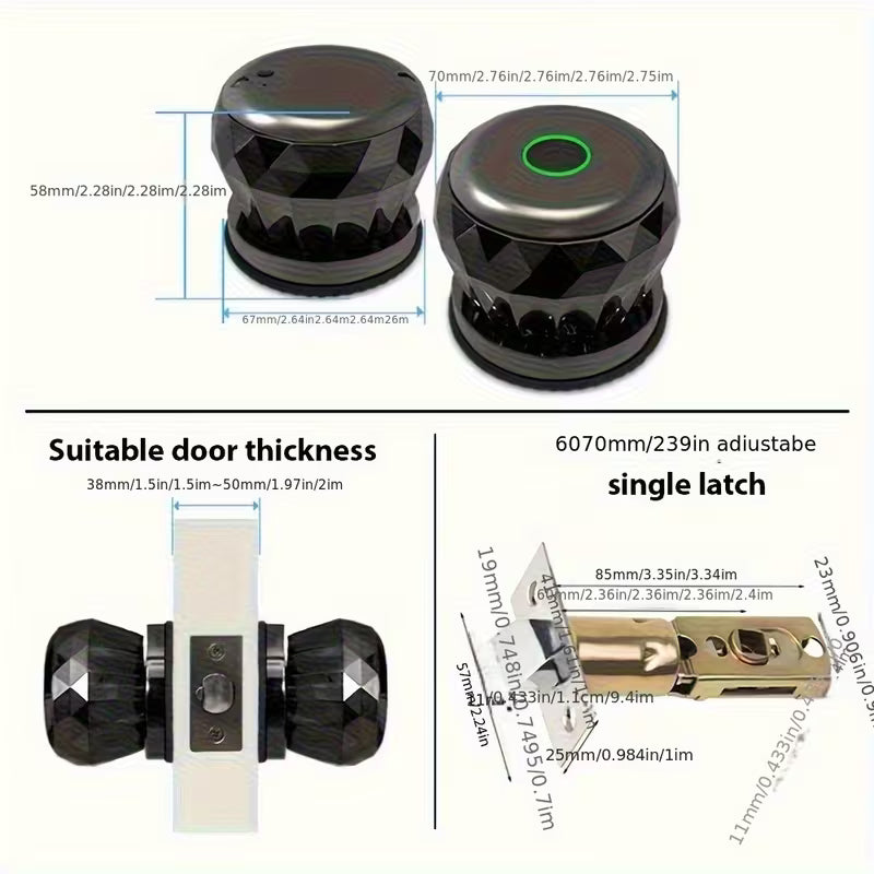 Smart Fingerprint Door Lock with App Control, Biometric Keyless Entry Door Knob, Easy Install Alloy Metal Smart Lock for Bedroom, Front Door, Apartment, Office And Hotel