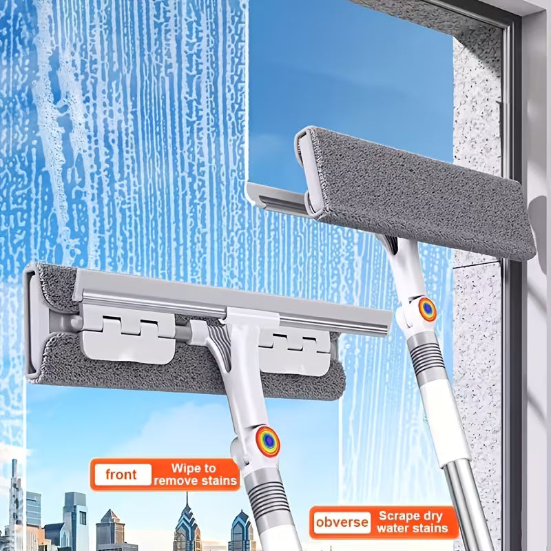 2-In-1 Glass Cleaner Multi-Functional Glass Cleaner, Made of Plastic And Stainless Steel, Suitable for Cleaning Windows, Bathrooms, Outdoors, Walls, Floors, And Glass Surfaces