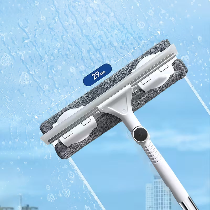 2-In-1 Glass Cleaner Multi-Functional Glass Cleaner, Made of Plastic And Stainless Steel, Suitable for Cleaning Windows, Bathrooms, Outdoors, Walls, Floors, And Glass Surfaces