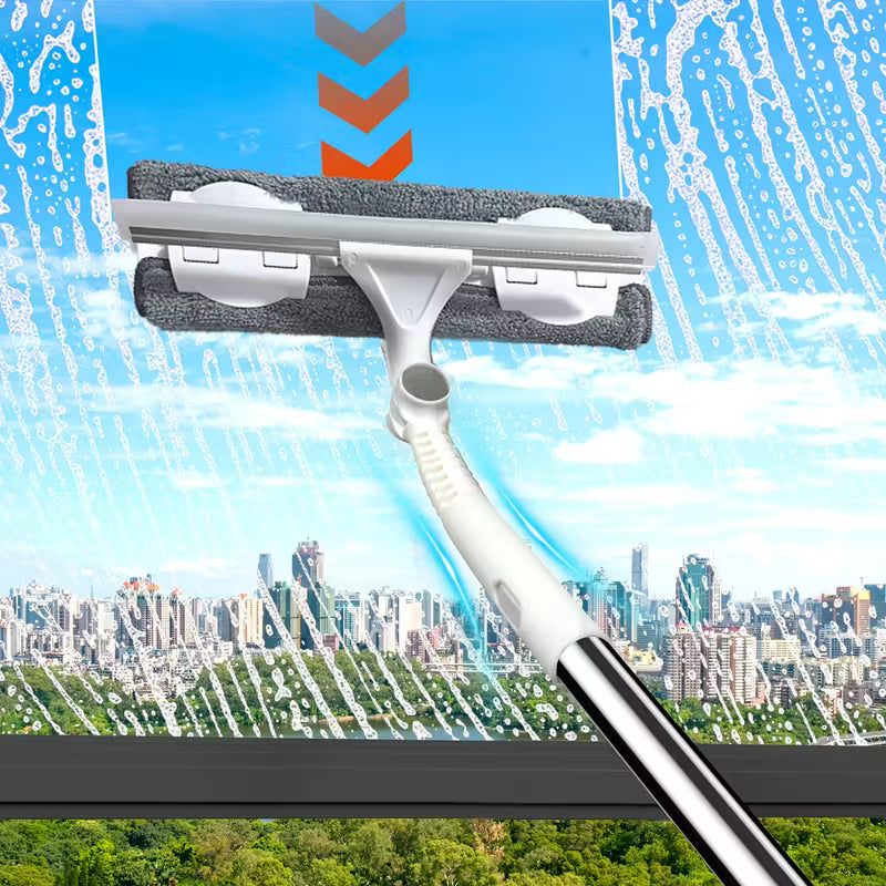2-In-1 Glass Cleaner Multi-Functional Glass Cleaner, Made of Plastic And Stainless Steel, Suitable for Cleaning Windows, Bathrooms, Outdoors, Walls, Floors, And Glass Surfaces