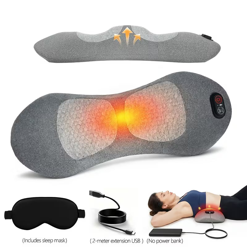 3-in-1 Lumbar Support Pillow with Air Pressure Traction Function, Suitable for Office Chairs and Sofas as a Back Massager, Combining Heating, Vibration, and Air Compression Features, Smooth Spine Triple-Fusion Back Massager, Ideal as a Birthday Gift