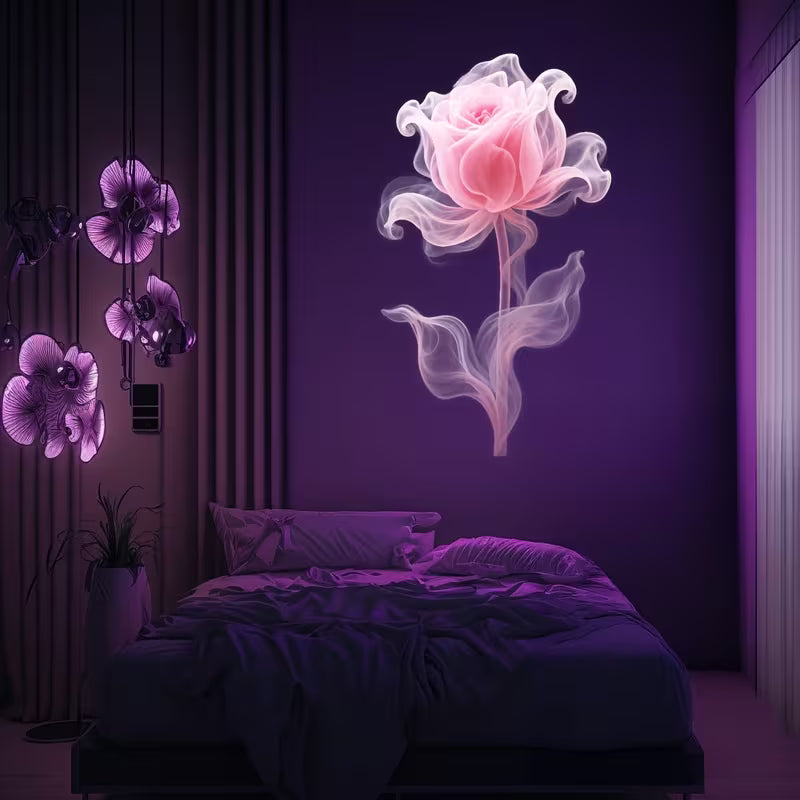 Dreamy Floral Pattern Projection Light Features Three Interchangeable Patterns: Purple, Red, and Pink. It's a Decorative Ceiling Light, a Portable USB Gadget That Rotates 360°, and a Creative Holiday Gift Perfect for Creating a Romantic Atmosphere.