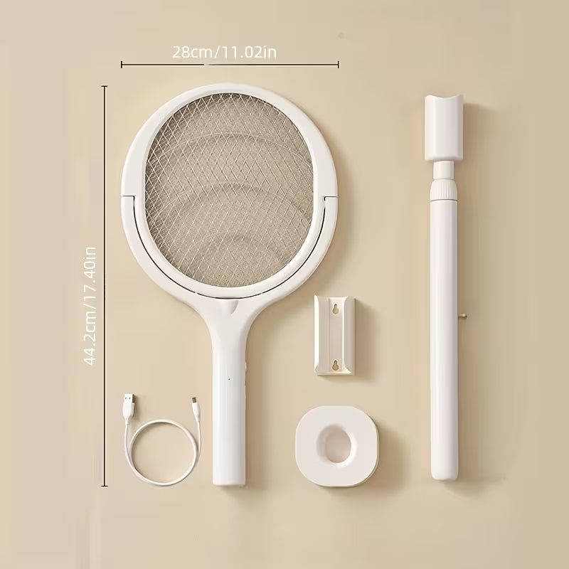 2-In-1, 6-In-1, 1pc Rotating Head Rechargeable Mosquito Swatter with Telescopic Extension Rod, Electric Fly Swatter Racket, Insect Repellent Racket, Indoor Insect And Fly Repellent Device, Insect And Fruit Fly Repellent Device
