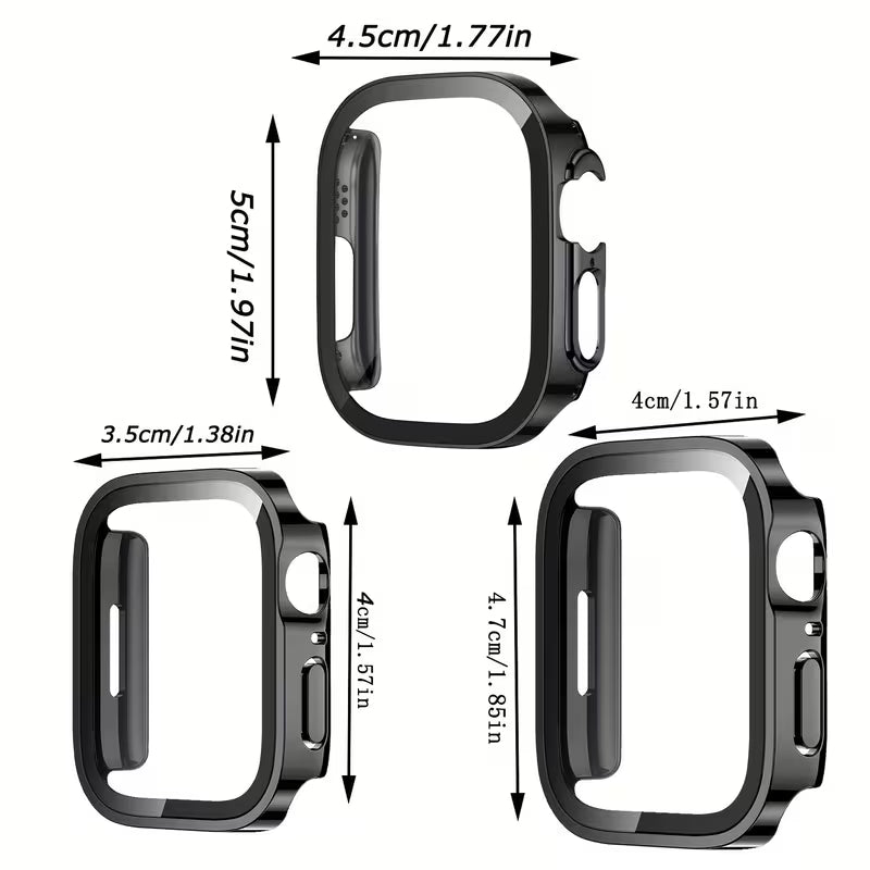 Set of 4, Premium Electroplated Design, Electroplated PC Protective Case for Apple Watch + Built-In Tempered Glass Screen, Stylish Design, Suitable for 40MM, 41MM, 42MM, 44MM, 45MM, 46MM, 49MM, a Great Gift Option.