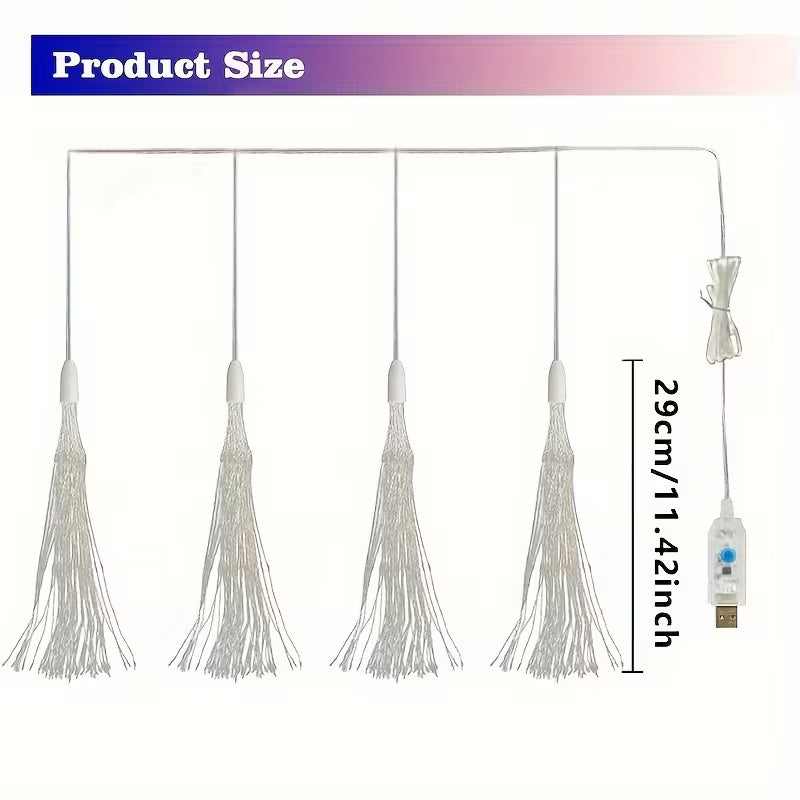 2pcs/4pcs Outdoor Copper Wire Firework Lantern String, USB Power Supply Dimmable Hanging Fairy Light, 8 Lighting Modes, for Courtyard, Garden, Wedding, Christmas, Holiday Party Decoration