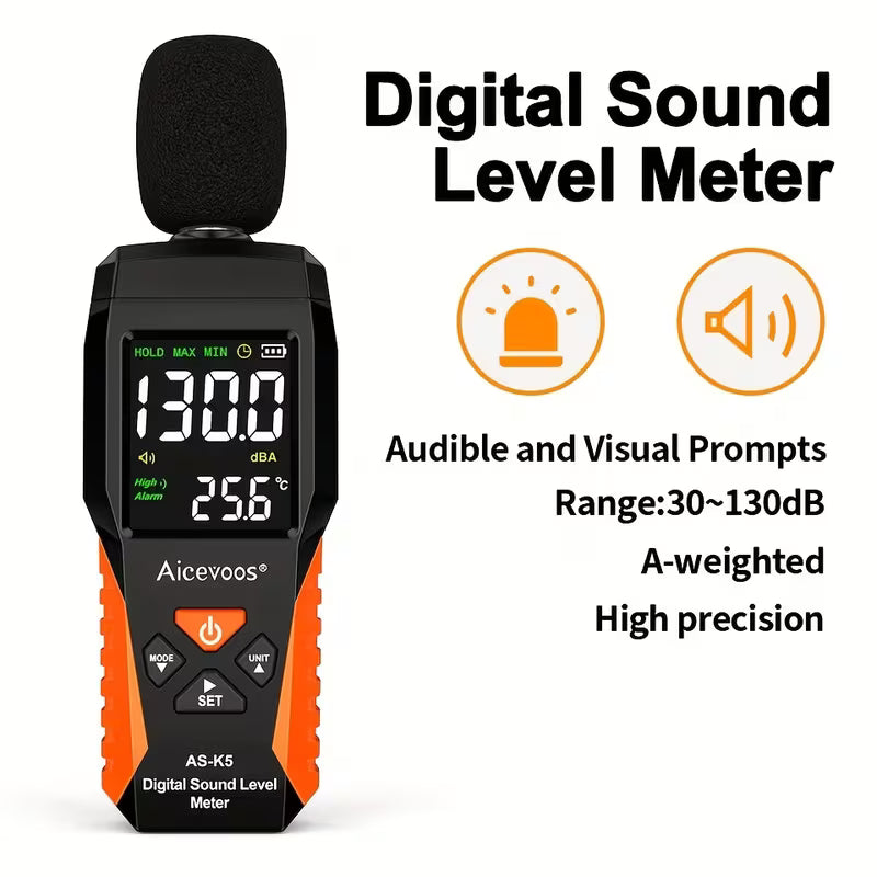 Aicevoos Digital Sound Meter Decibel Meter 30-130Db Measure Decibels Sound Level Noise Decibelios Decibel Monitor