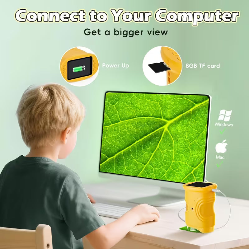 USB Microscope, 1000X Handheld Digital Microscope with 2" IPS Screen, Science Educational Fun Toy, 1080P HD Lens Support Photo And Video, Portable Mini USB Microscope Camera, Suitable for Kids Ages 3-12 Christmas And Birthday Gift, Support PC