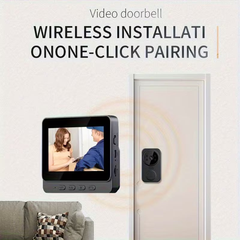 Video Doorbell Wireless Doorbell Camera 1080P with Screen, Two-Way Audio, 170° Vision, 4.3-Inch Screen, I Video Doorbell No Subscription, No Application, No Wifi, Simple Operation