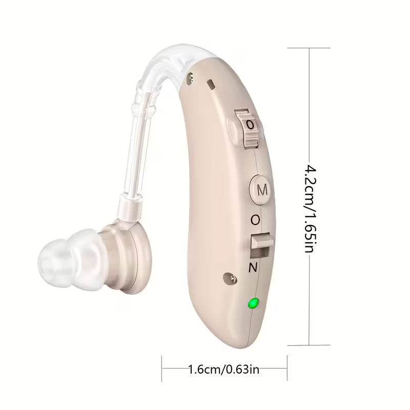 1 Pair Hearing Aids for Seniors Rechargeable with Noise Reduction, USB Hearing Aids for Adults, Hearing Amplifier for Adults Hearing Loss Universal Ergonomic Sound Amplifiers with 48H Battery Life, Comfortable Fit with Ear Caps
