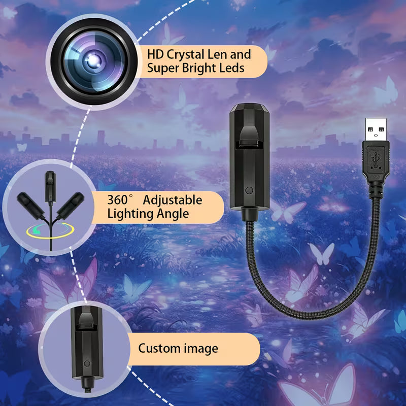Five Interchangeable Butterfly Pattern Projection Lights, Featuring Eye-Friendly LED Soft Light And USB Power Supply, Are Perfect for Creating a Dreamy Atmosphere for Your Bedroom Or Bedside. They Are Also Portable Gadgets And Home Lighting Fixtures