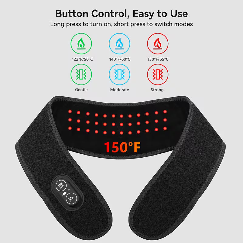 Neck Heating Pad with Massage, USB Heating Pad with 3000mAh Battery, 3 Heat Setting And Massage Setting, Easy to Use Electric Thermal Hot Compress Neck Brace, Suitable Gifts for Mothers, Fathers, Christmas Gifts, Limited Edition Christmas Activities