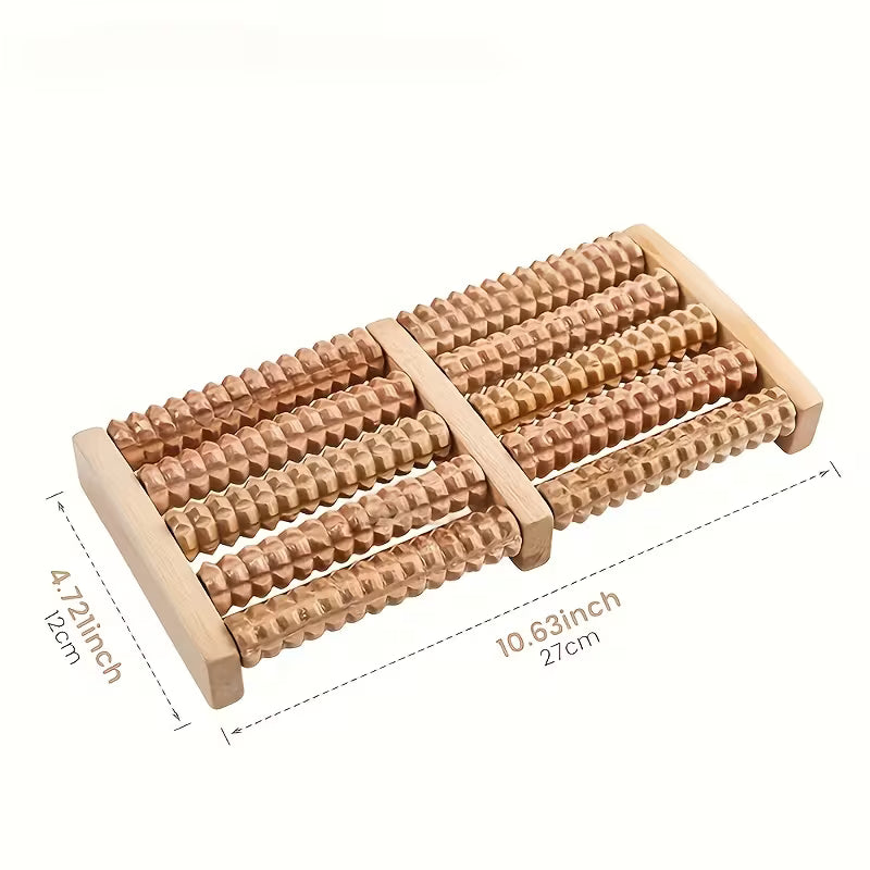 Wooden Foot Massager with Roller - Dual Control Design, Suitable for Family Use, Ideal for All Seasons