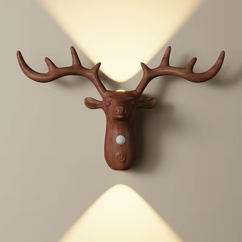 Smart LED Deer Wall Lamp with Touch Dimming and Motion Sensor, 1200mAh USB Rechargeable Night Light, Wireless Magnetic Wall Light, Suitable for Stairs, Porch, Corridor, Cabinets, Living Room, and Bar Cabinet