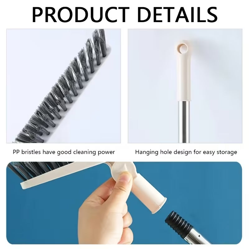 Household Long-handle Stiff Bristle Brush Set, Ideal for Cleaning Floors in Bathrooms, Restrooms, Living Rooms, Bedrooms, and Kitchens, Effectively Reaching Hard-to-reach Areas Such as Tile Grout. Comes with a Hook