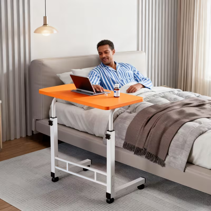 Adjustable Height Rolling Nursing Table | 3-layer Design With 2-layer Shelves | Space Saving, Heavy-duty Grade Table Suitable For Elderly, Patient, Home, And Hospital Care, Perfect Rehabilitation Tool (8 Colors)