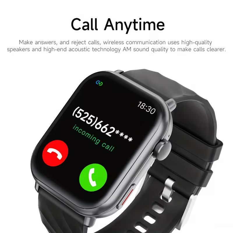 Smart Watch with 1000 Mah Large Battery, for long Battery Life, 1.83 Inch HD Touch Screen, Built-In Speaker, Multiple Sports Modes, Wireless Calling, Message Notification, Music Player, High-Quality Smart Watch Suitable for Men And Women