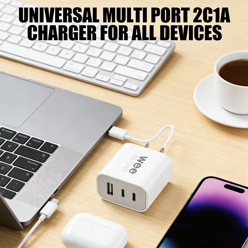 [Multi-Device Charger] 2C1A 3-Port Charger Multi-Device 5V2A Charging, Compact & Portable Design, US Standard Plug, Safe & Stable Charging Protection, Faster And Smarter Charging & Smart Power Distribution for Home & Office