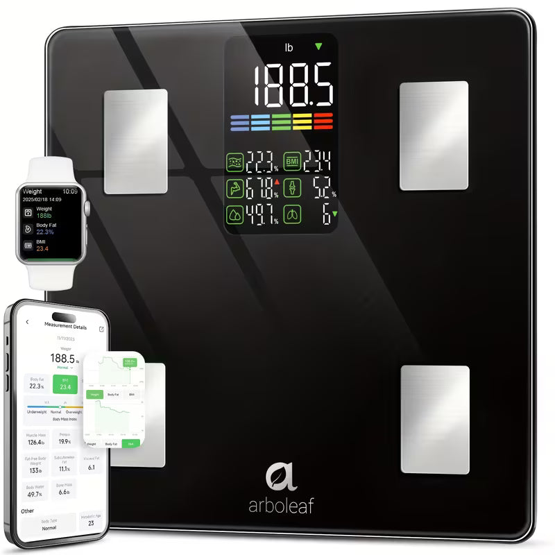14-Metric Scale For Body Weight- BMI, Body Fat, Muscle Mass, Wireless Connectivity, Auto Recognition, 500 Lb Capacity, HD LCD Display, Ideal Christmas Gift For Wellness Enthusiasts