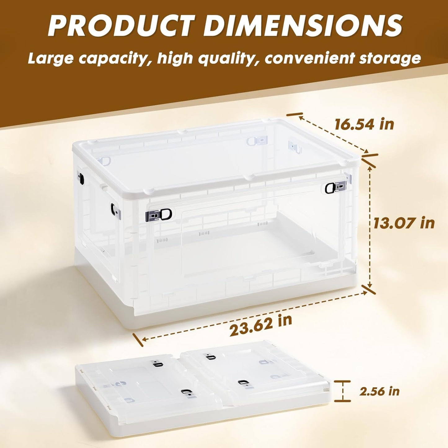 88 QT Clear Storage Bin with 5-Sided Open Lid, Stackable Plastic Storage Bins For Bedroom, Living Room, Office, Multifunctional Foldable Storage Box For Clothes, Office, Supplies, Snacks