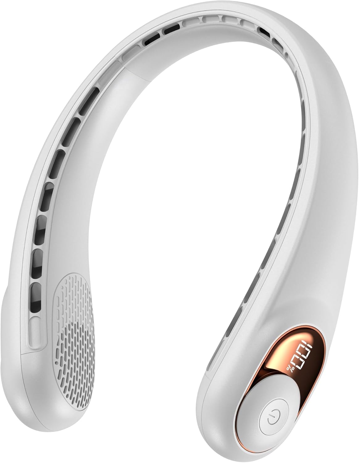 KIDEE Neck Fan, Portable Fan, Neck Fans Rechargeable, Upgraded LED Display, 4000 mAh Battery Operated, 3 Speeds Adjustable Personal Wearable Fan, Gifts for Women Men, Pearl White