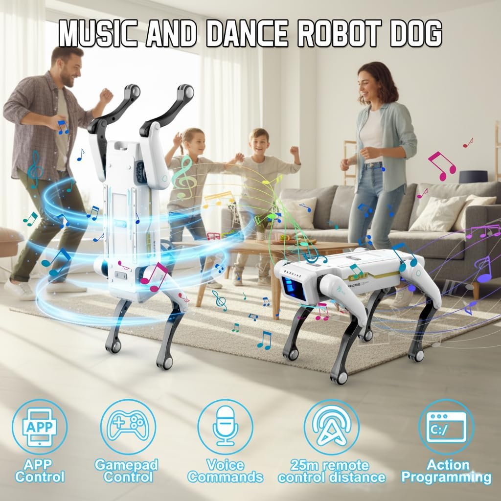 EVADA Robot Dog Smart - Interactive STEM Pet with Voice Control, 30+ Actions & APP Programming, Durable Design for Kids Age 6+ (Compatible with iOS/Android)