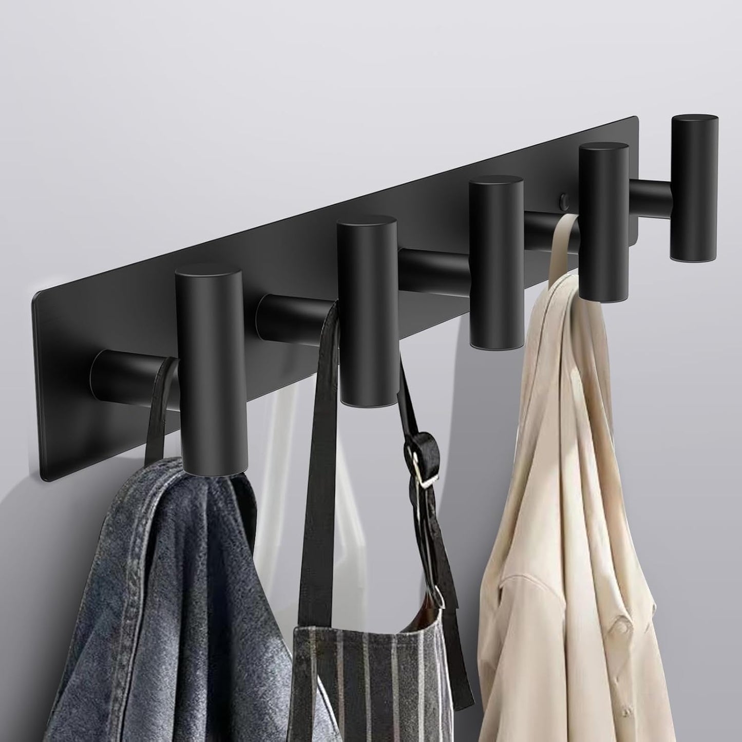 Bntuk Coat Rack Wall Mount - 5 Coat Hooks, Towel Racks for Bathroom Robes Bags Keys, Hat Rack Wall Towel Hooks Organizer Essential (Black)