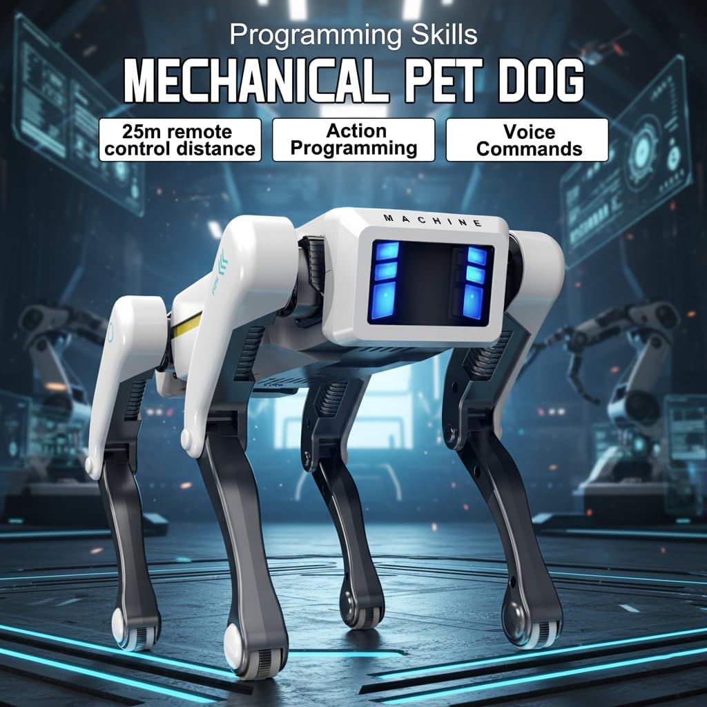 EVADA Robot Dog Smart - Interactive STEM Pet with Voice Control, 30+ Actions & APP Programming, Durable Design for Kids Age 6+ (Compatible with iOS/Android)