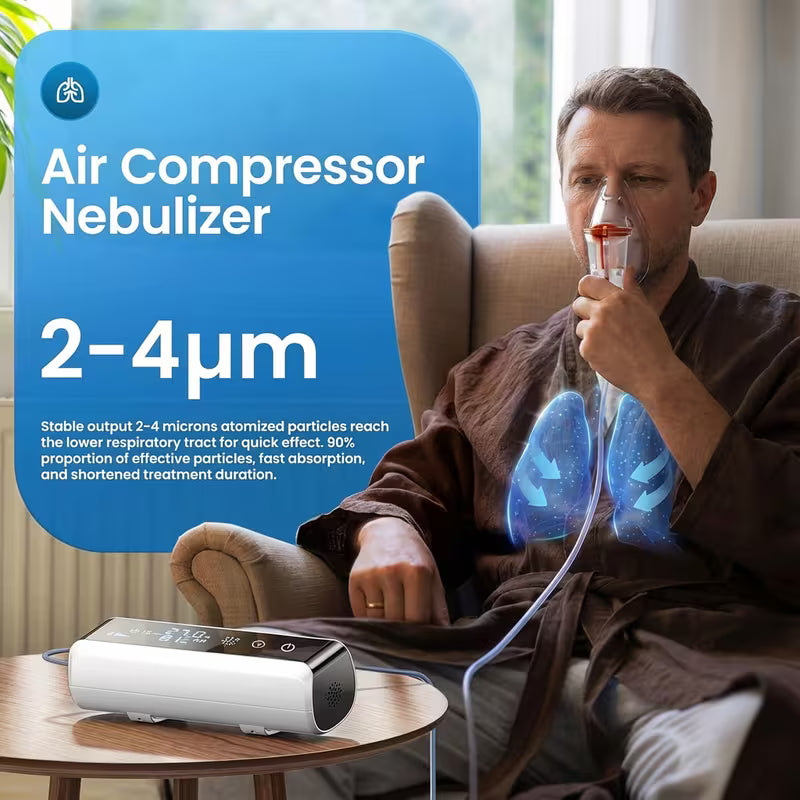 Portable Adult Nebulizer Compressor, Atomization Device with LCD Display And Low Noise for Respiratory Issues Or Home And Travel for Adults/Kids