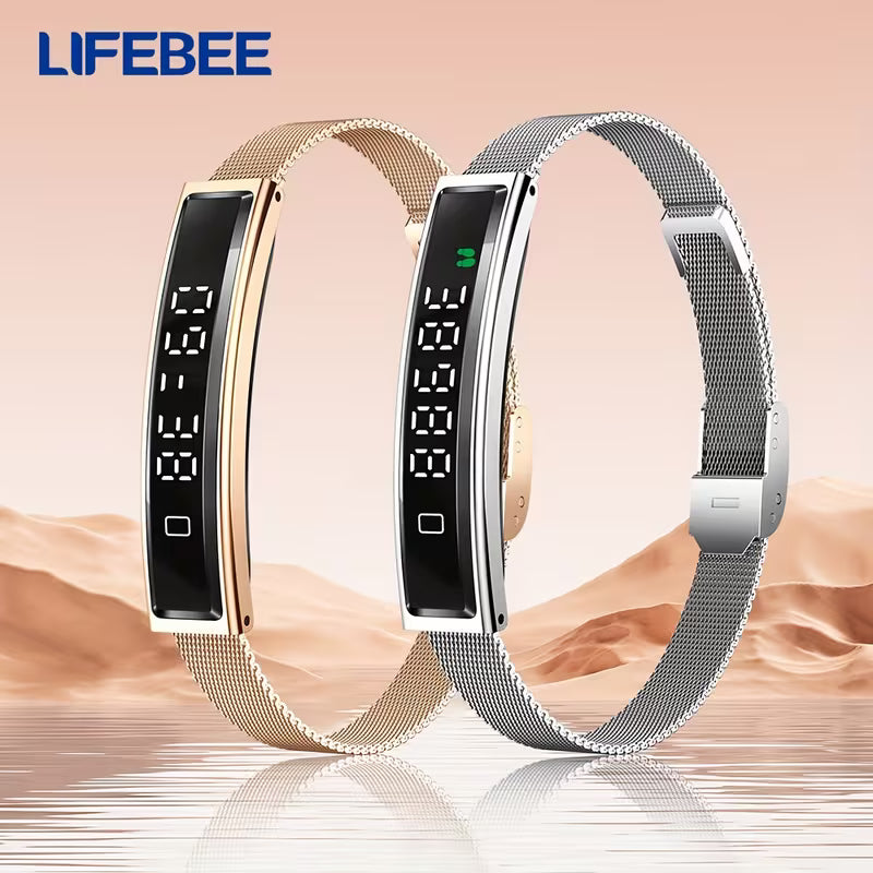 LIFEBEE New Fashion Smart Bracelet with Multiple Sports Modes, Step Count, Elegant Stainless Steel Watch with Shake It to Take a Photo, Smartwatch Lightweight and Stylish Compatible with Cell Phones - Valentine's Day Gift, the Perfect Gift for Women
