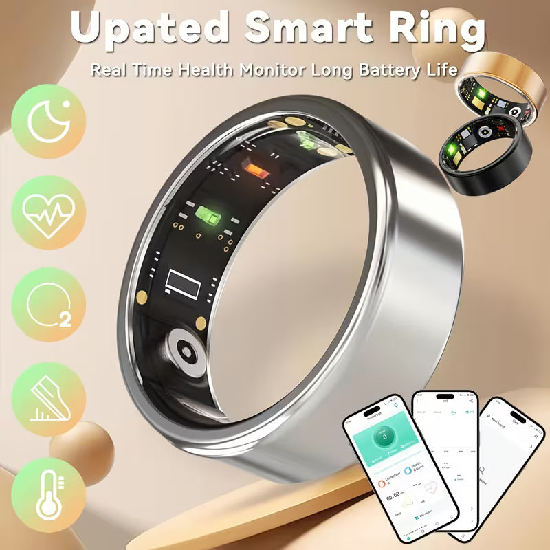 2026 Upgraded Smart Rings for Men Women, Health Monitoring Ring, Fitness Tracker with Sport Mode, Pedometer, Sleep, Step, Calorie Tracker, IP68 Fitness Ring, Outdoor Activity Tracker Ring for Android for iPhone - Gifts for Him/Her
