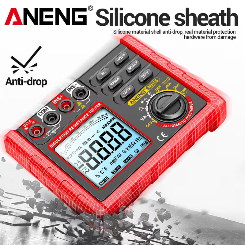 ANENG MH15 Digital Ohm meter Insulation Resistance Meter 6000 Counter Resistance tester Capacitance Tester Megohm meter High voltage tool no battery