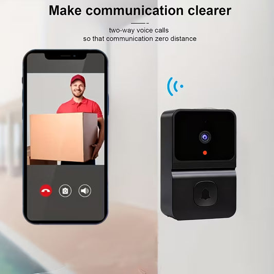 1pc Smart WiFi Doorbell with Wireless Security System, Wireless Smart Video Intercom Suitable for /Office, USB Rechargeable Battery- Doorbell System, App-Controlled Night Vision & 2-Way Audio, Cloud Recording (No SD Card)