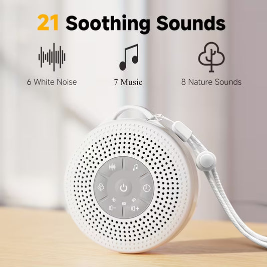 Portable White Noise Device Featuring a 2000Mah Battery, Offering 21 Calming Sounds to Aid Sleep And Relaxation, Equipped with a Timer And 30 Volume Settings, Suitable for Home, Travel, And Nursery Use