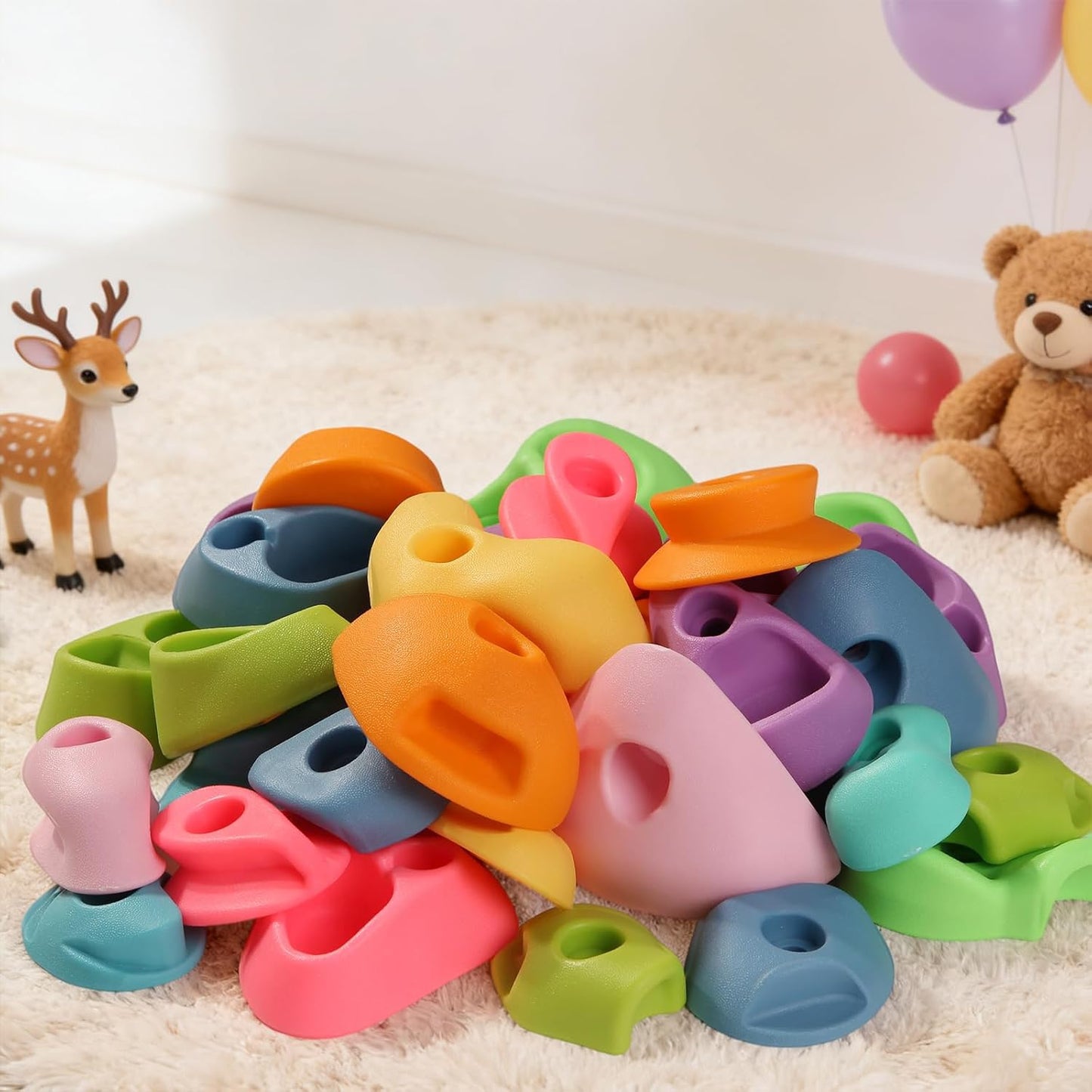 20 PCS Rock Climbing Holds for Kids,Rock Climbing Wall Grips Climbing Rocks Wall Kit for Indoor and Outdoor Playground Play Set with Hardware（Pastel Color