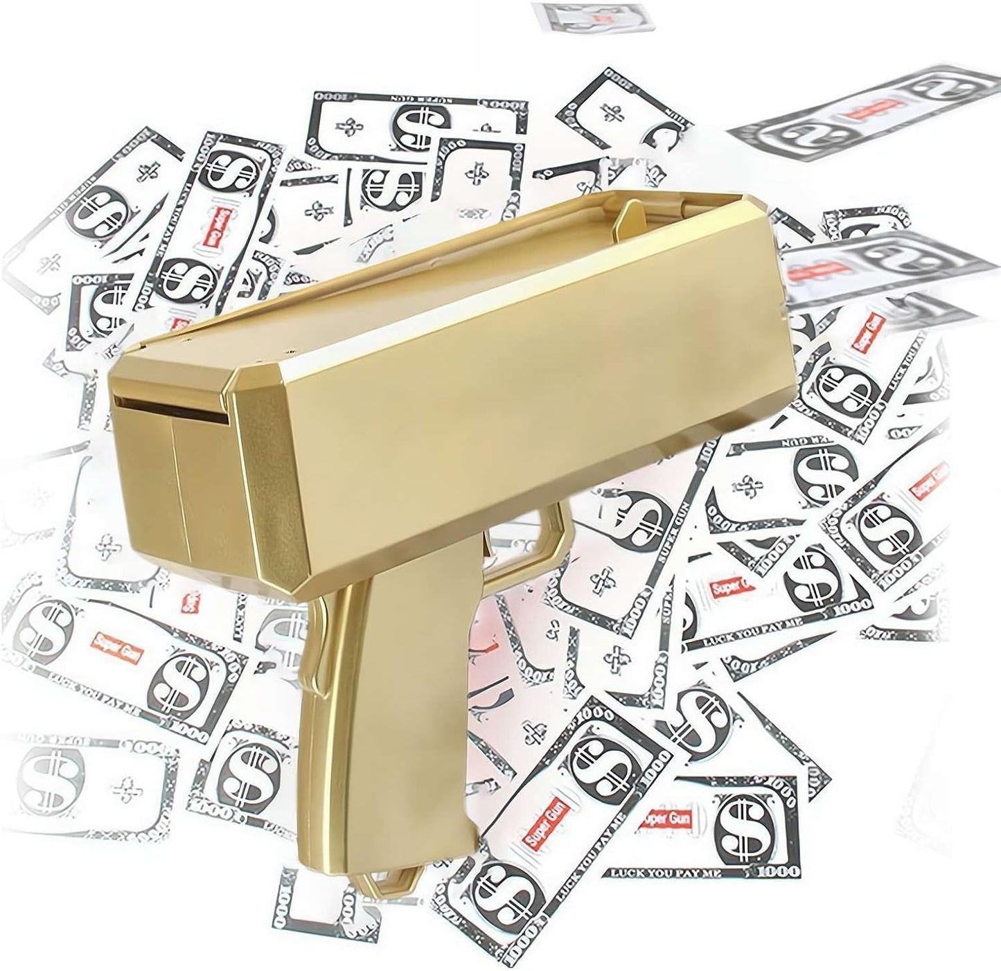 Money Gun Shooter Handheld Cash Money Gun Spraying Machine Money Dispenser with 100pcs Bills Loading Capacity Prop Gun for Birthday Wedding Party, Night Club (Gold)