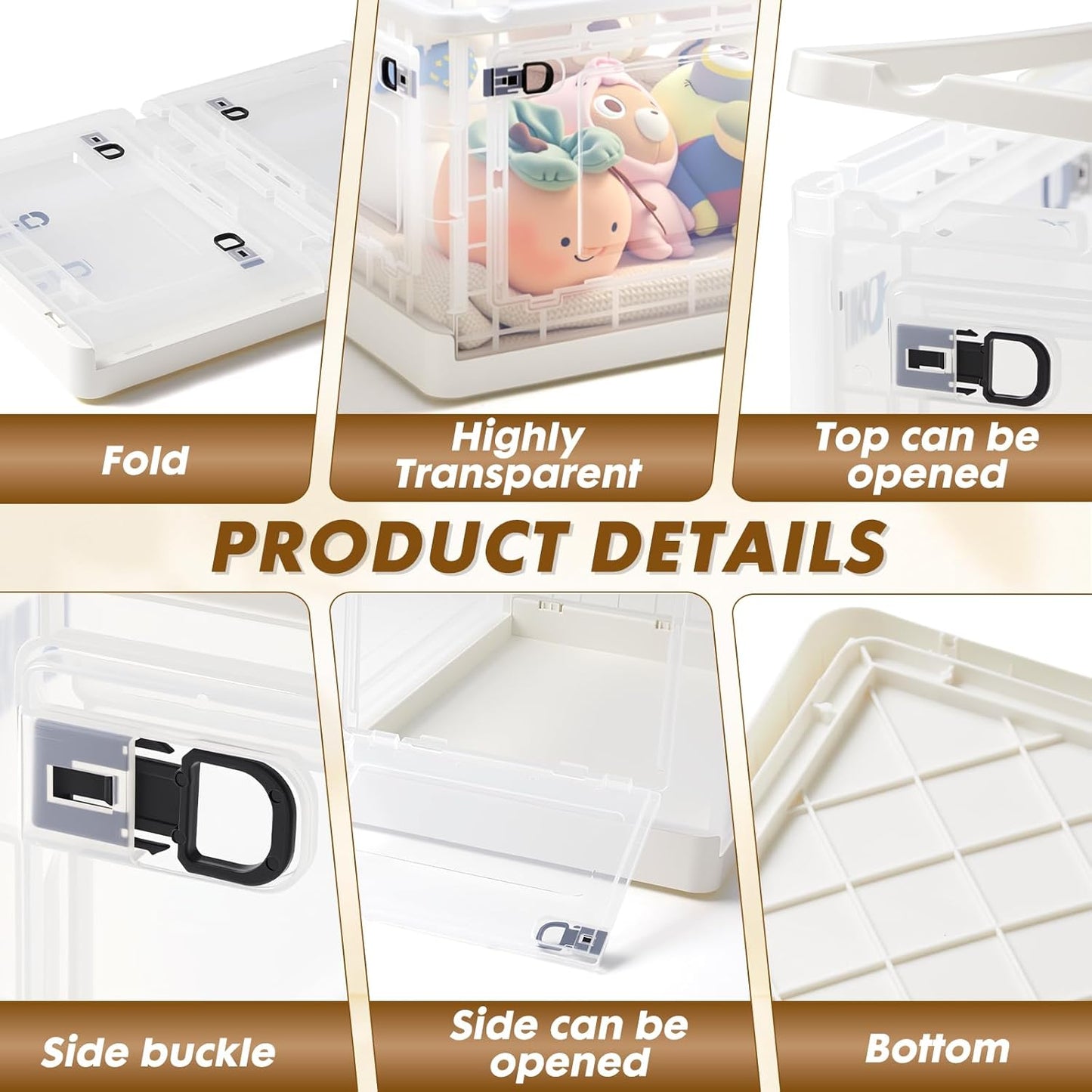 88 QT Clear Storage Bin with 5-Sided Open Lid, Stackable Plastic Storage Bins For Bedroom, Living Room, Office, Multifunctional Foldable Storage Box For Clothes, Office, Supplies, Snacks