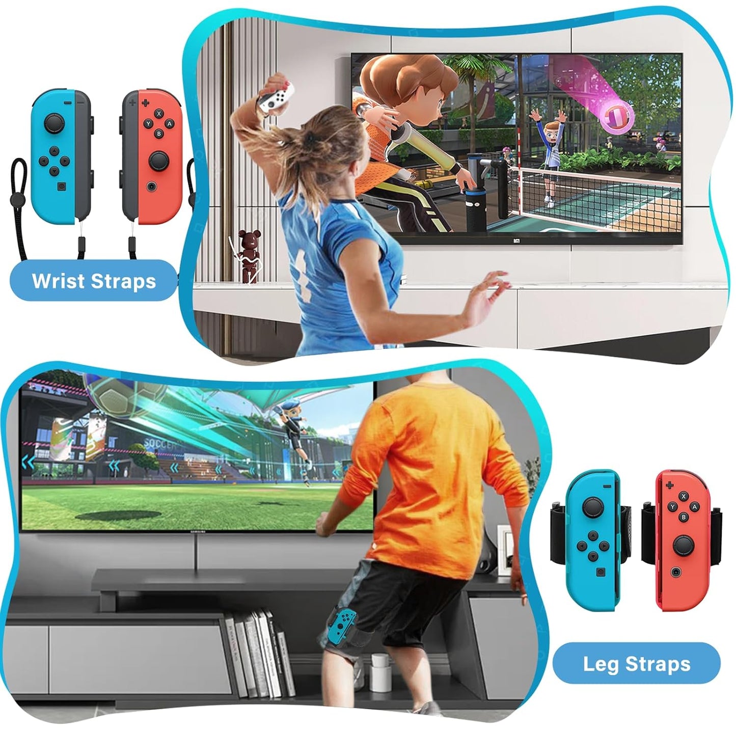 BRHE Nintendo Switch Sports Accessories 16 in 1 Nintendo Sports Bundle for Switch Sports Games,Family Accessories Kit for Switch/OLED Sports Games