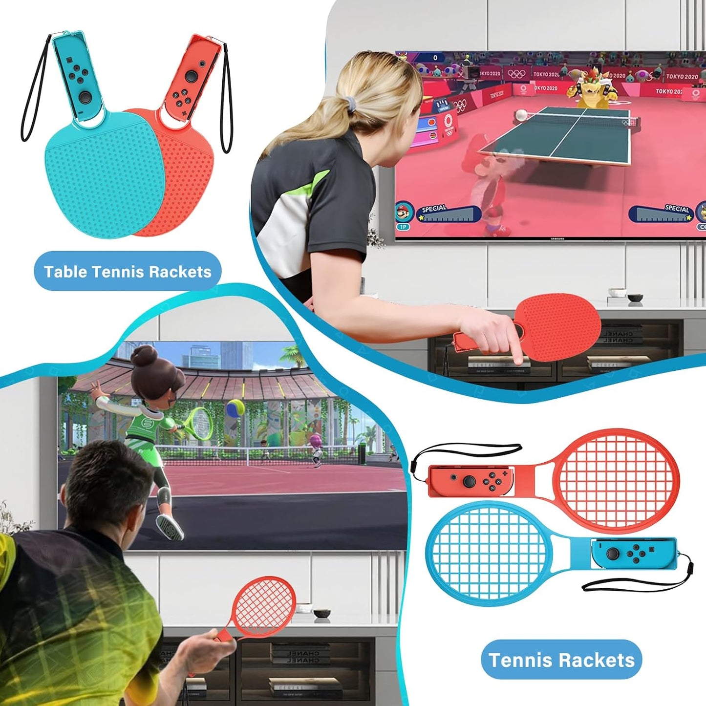 BRHE Nintendo Switch Sports Accessories 16 in 1 Nintendo Sports Bundle for Switch Sports Games,Family Accessories Kit for Switch/OLED Sports Games
