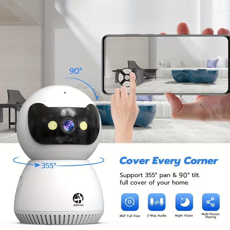 1080P Full HD Surveillance Camera with Full-Color Night Vision, Two-Way Audio, Motion Detection, and Tracking Recording. Can Be Controlled Via Remote Mobile App. Ideal for Nanny Monitoring, Family and Pet Safety Monitoring