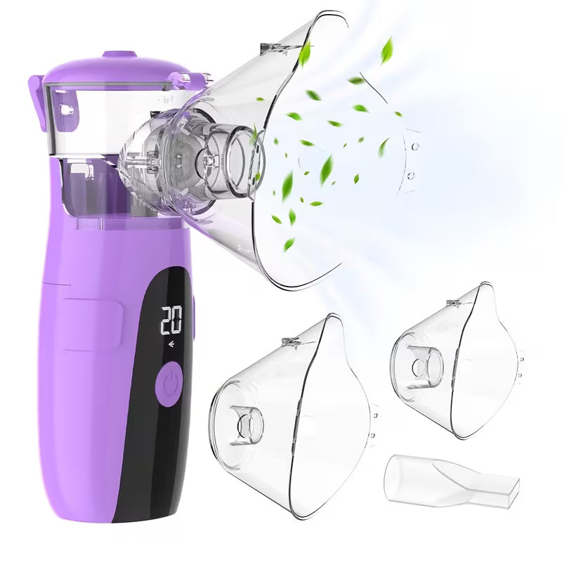 Saline Sold Separately Portable Nebulizer for Adults, Nebulizer for Children, Handheld Portable Nebulizer for Adults with LED Display and Auto-Cleaning