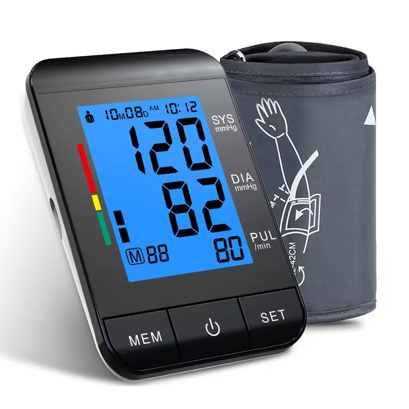 Home Blood Pressure Monitor, 9-17 Oversized Upper Arm Blood Pressure Cuff, LCD Large Display, Fully Automated Digital Sphygmomanometer with USB Cable(without Battery)