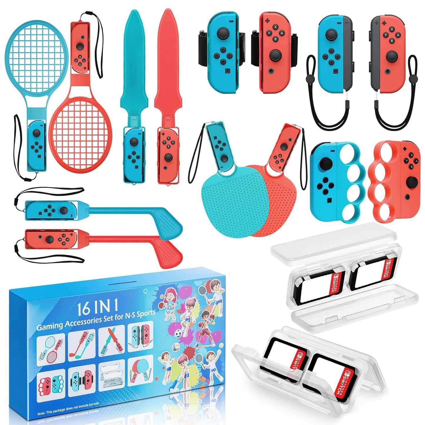BRHE Nintendo Switch Sports Accessories 16 in 1 Nintendo Sports Bundle for Switch Sports Games,Family Accessories Kit for Switch/OLED Sports Games