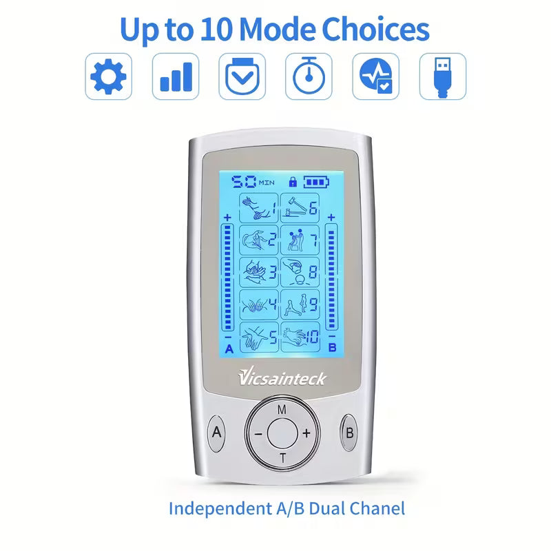 Dual Channel TENS Unit Muscle Stimulator Machine with 16 Modes &16 Levels Forpain Relief, 2" And 2"X4" TENS Unit Electrode Pads, TENS Device for Back &Full-Body & Muscle Relief, After Playing Soccer, Teacher'S Day Gifts