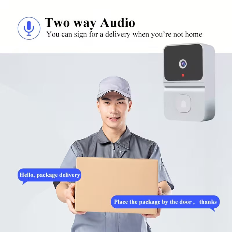 1pc Smart WiFi Doorbell with Wireless Security System, Wireless Smart Video Intercom Suitable for /Office, USB Rechargeable Battery- Doorbell System, App-Controlled Night Vision & 2-Way Audio, Cloud Recording (No SD Card)