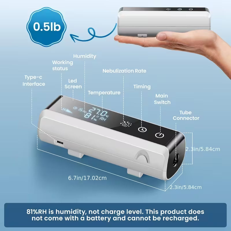 Portable Adult Nebulizer Compressor, Atomization Device with LCD Display And Low Noise for Respiratory Issues Or Home And Travel for Adults/Kids
