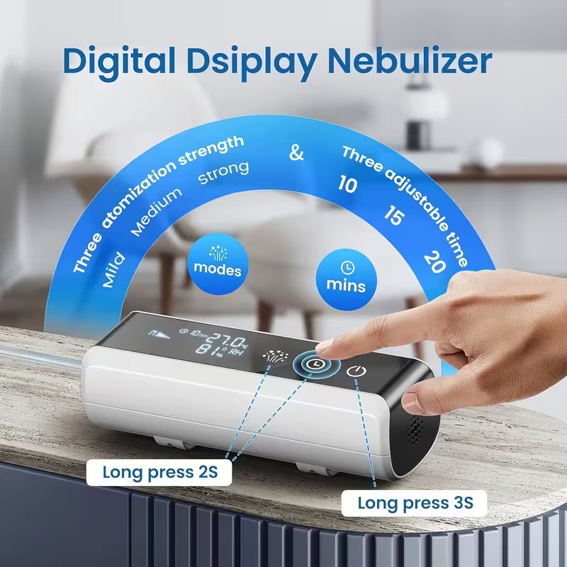Portable Adult Nebulizer Compressor, Atomization Device with LCD Display And Low Noise for Respiratory Issues Or Home And Travel for Adults/Kids