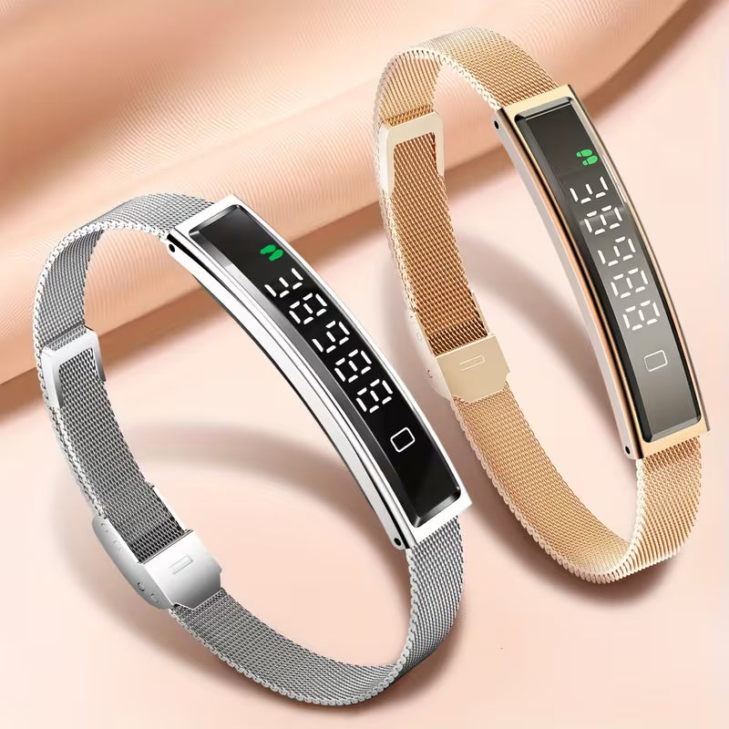 LIFEBEE New Fashion Smart Bracelet with Multiple Sports Modes, Step Count, Elegant Stainless Steel Watch with Shake It to Take a Photo, Smartwatch Lightweight and Stylish Compatible with Cell Phones - Valentine's Day Gift, the Perfect Gift for Women
